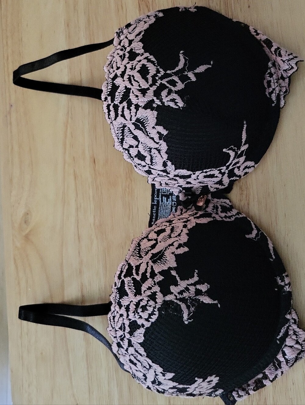 Nanette Lepore Black and Pink Lace Contour Bra
